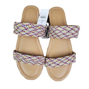 LOFT Outlet Rainbow Double Strap Slide Sandals Size 7 NWT